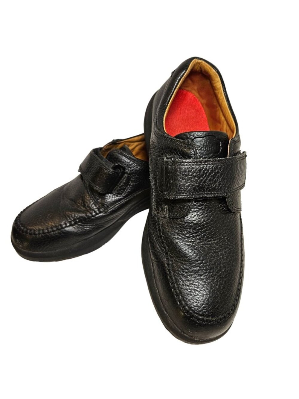 Dr. Comfort Loafers Mens 10W Black Leather comfortable walking hook loop straps